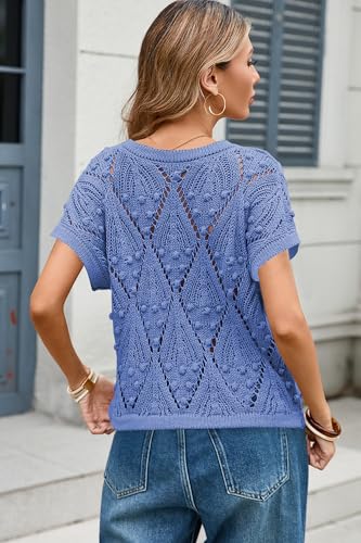 Image of Cakulo Womens Crochet Crop Tops 2026 Summer Short Sleeve Hollow Out Boho Sweater Beach Vacation Cruise Resort Wear