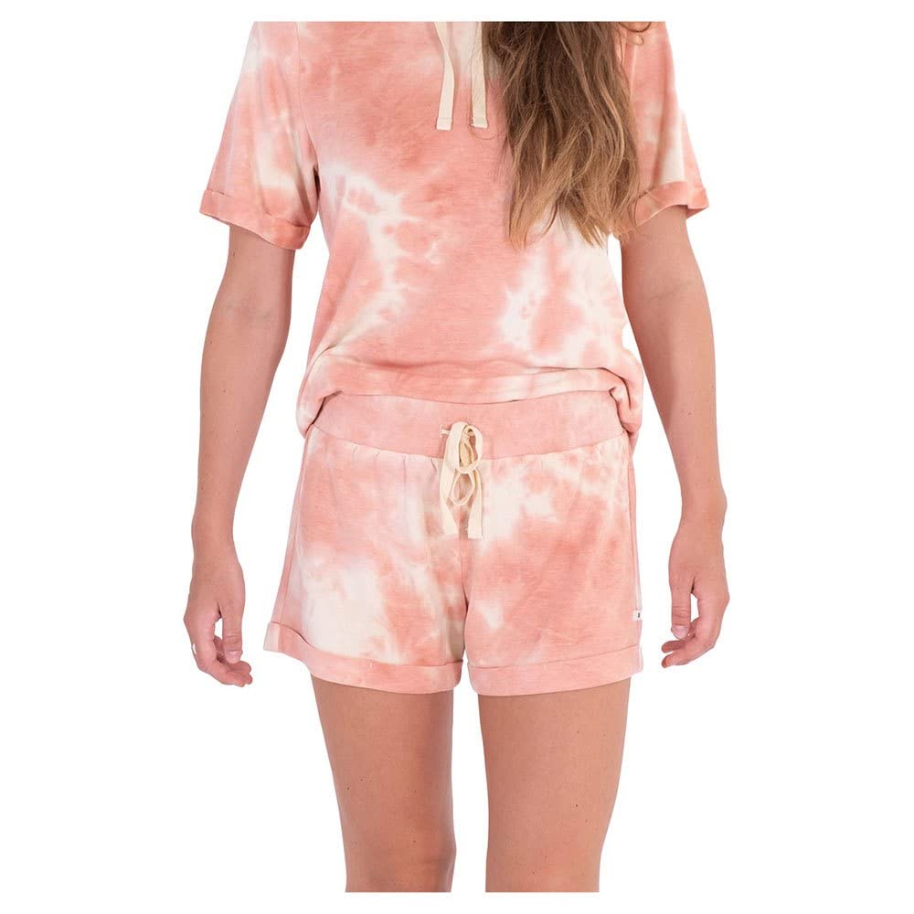 Hurley Women's W Cozy Rolled Hem Shorts, Coral Almond Dreamy Tie Dye, XS