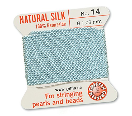 Griffin Since 1866 Germany Blue Griffin 100% Natural Silk Beading Cord String Thread - Turquoise - 5 Packs - Size 1.02Mm