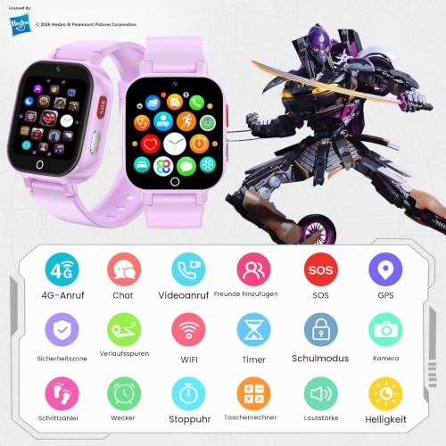 Transformers Smartwatch Kinder mit Videoanruf, IP68 Wasserdicht Schulmodus – Ansicht 2