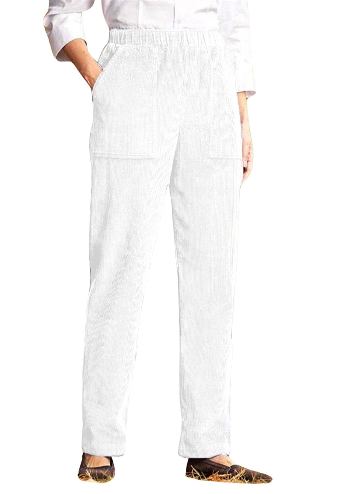 CHARTOU Corduroy Pants Women Elastic High Waisted Trousers Lounge Pants Casual Straight Leg Pants Cargo Pants
