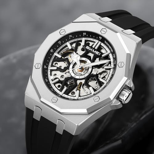 Image of SKMEI Automatic Skeleton Watch, Mechanical Dial, 30M Waterproof, Stainless Steel Band Fashion Gift Watch for Him - M036