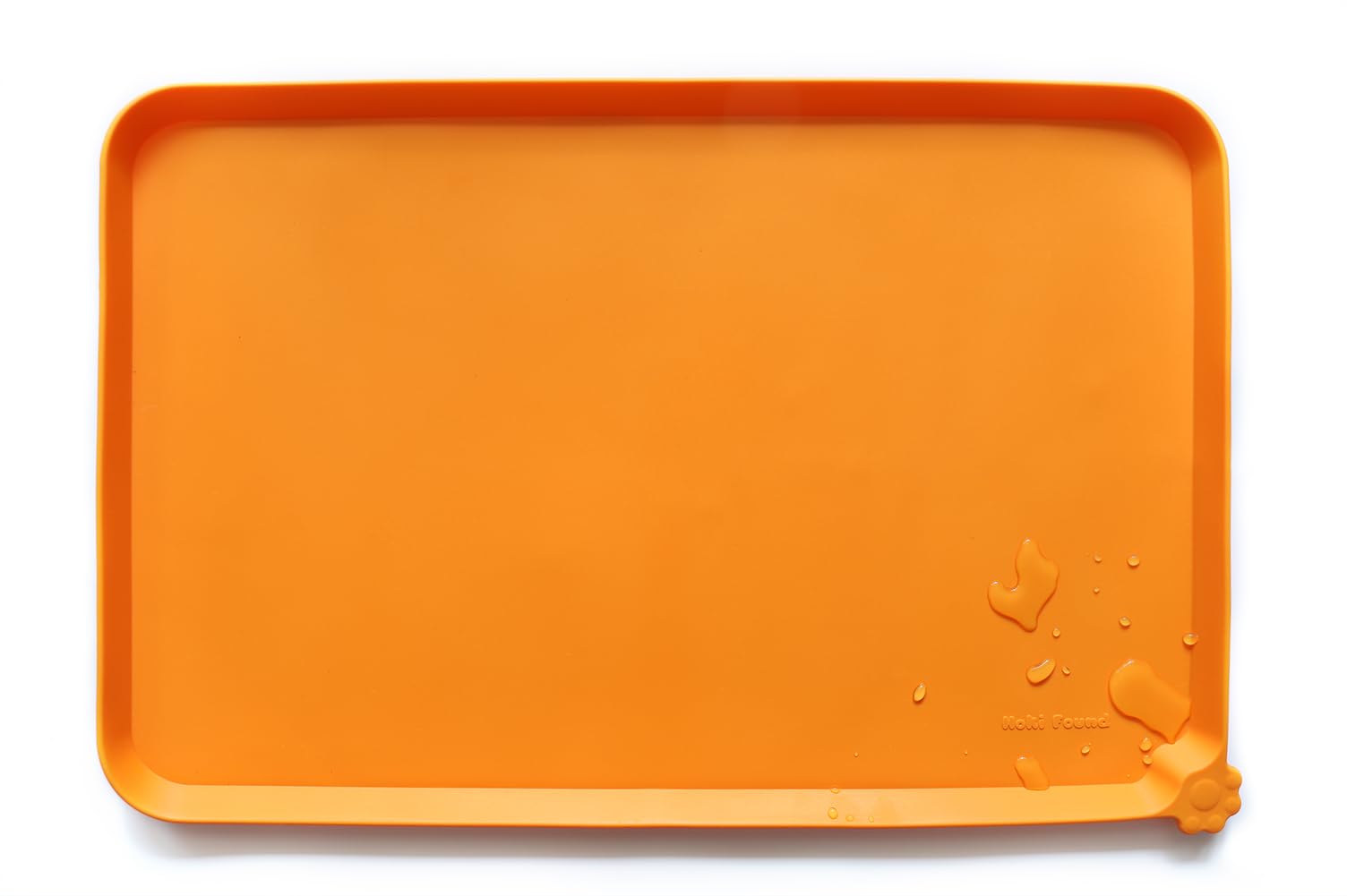 Hoki Found L Silicone Non Slip Pet Dog Cat Bowl Mats - Placemat - Feeding Mat - Waterproof - For Carpet - Orange