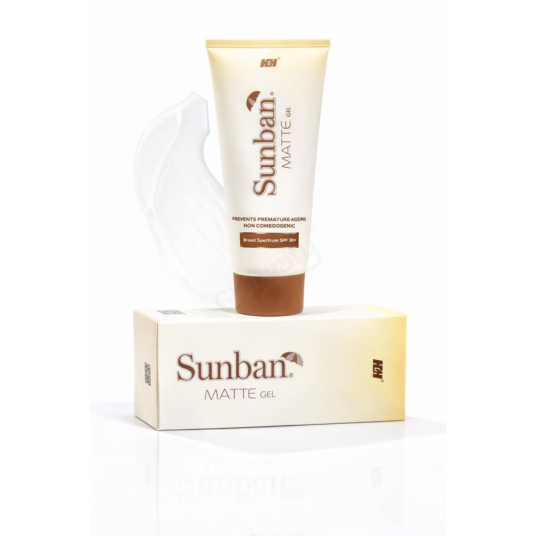 sunban matte gel spf 30+ sunscreen | broad spectrum uva & uvb protection | dermatologically tested daily sun care
