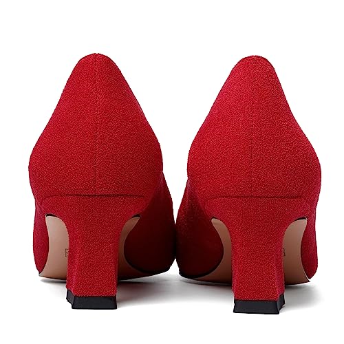 WAYDERNS Womens Dress Suede Dating Round Toe Slip On Solid Kitten Low Heel Pumps Shoes 2 Inch4