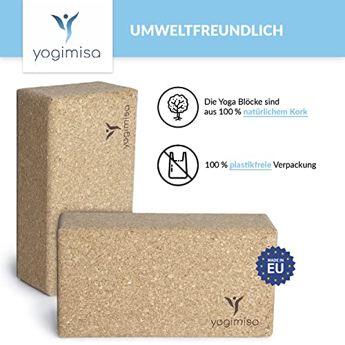 yogimisa Yogablok 2-delige set incl. handleiding + oefenvoorbeelden - yogablok van kurk incl. yogagordel - yogablokken voor yoga en pilates gemaakt in de EU - Image 5