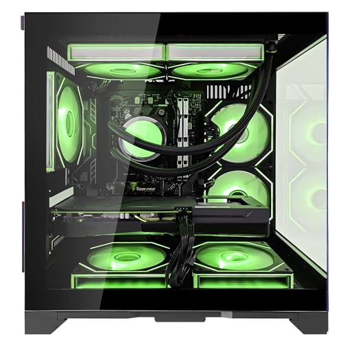 Image of Panorama Gaming PC, Desktop AMD Ryzen 5 9600X 6-Core 3.9GHz, RTX 5050 8GB, 32GB DDR5 RAM 6000MHz,1TB PCIe +1TB SATA SSD, WiFi&BT Prebuilt PC 650W PSU,Liquid Cooler,Windows 11