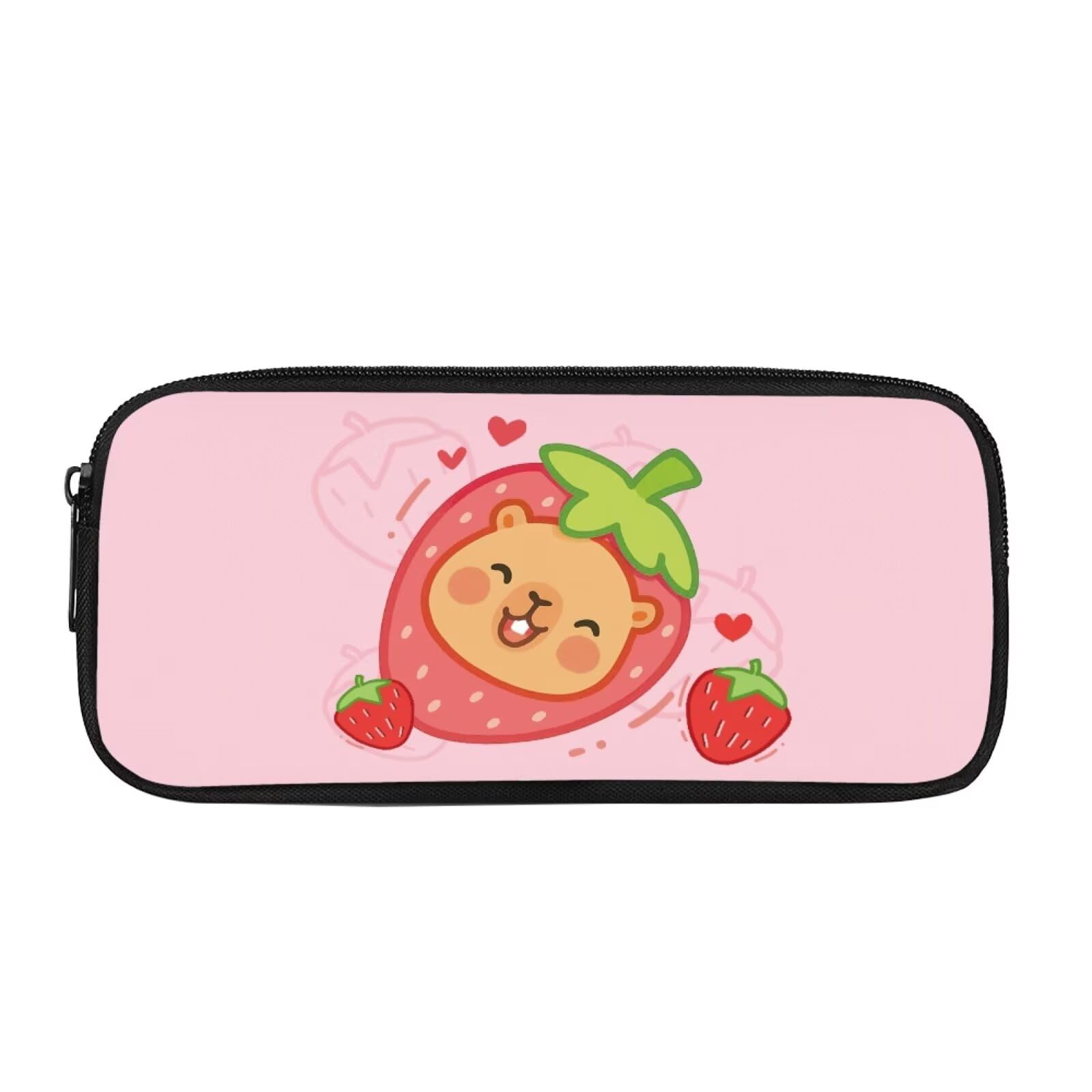 chaqlin Strawberry School Pencil Case with Compartment Axolotl Pencil Holder for Desk School Office Big Capacity Pencil Pouch Children School Pencil Holder for Girls โ image 1