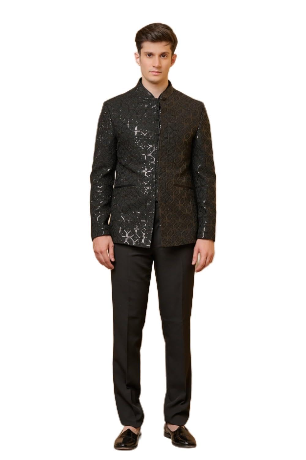 tasva Black Georgette Embroidered Bandhgala For Men-picture-51