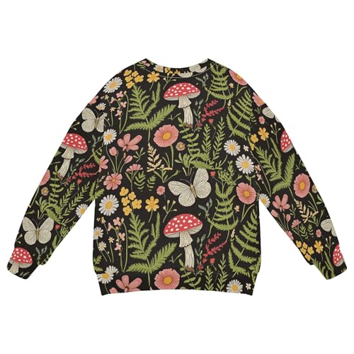 JUNZAN Mushroom Botanical Dragonflies Butterflies Little Girls Hooded Sweatshirt Crewneck Kids Hoodies Boys Camping 4T2