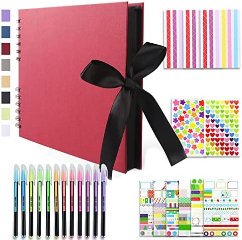 Vienrose Scrapbook Kit Photo Album 28.5x21 cm DIY 80 Pages Silk Ribbon Craft Paper Album for Guest Book Anniversary Wedding Valentines Day