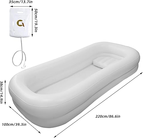 Miniatura 7 de Bañera inflable, kit de ducha inflable con bomba de aire eléctrica y bolsa de agua, bañera inflable médica, bañera portátil de PVC, para