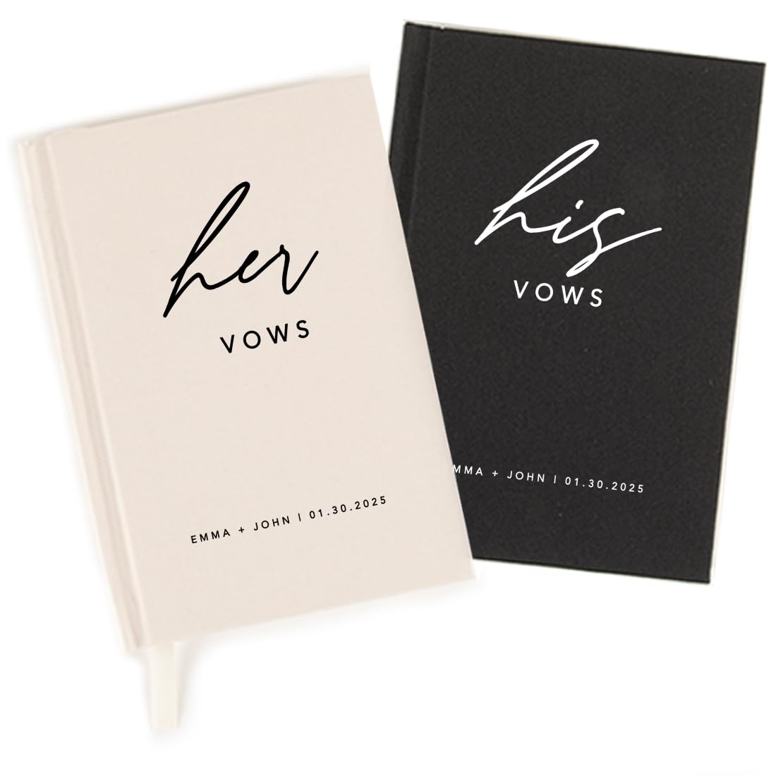 Andaz Press Personalized Vow Books, Custom Names Hardcover Linen Wedding Vow Books Minimal His and Hers, 60 Pages, Wedding Essentials Groom Gifts from