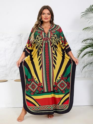 Image of Kaftan Dress for Women - Plus Size Caftan Maxi Beach Dress Moo Moos Loungewear, Swimsuit Cover Up for Beach, Pool or Vacation