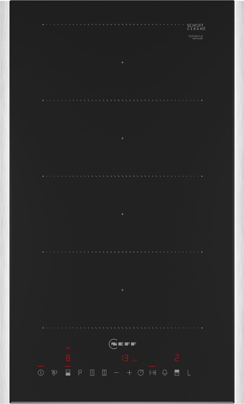 Neff, Domini T63TDX1L0 Flex Induction Hob N70 Width 30 cm Self-sufficient Electric Hob Touch Control Black with Frame