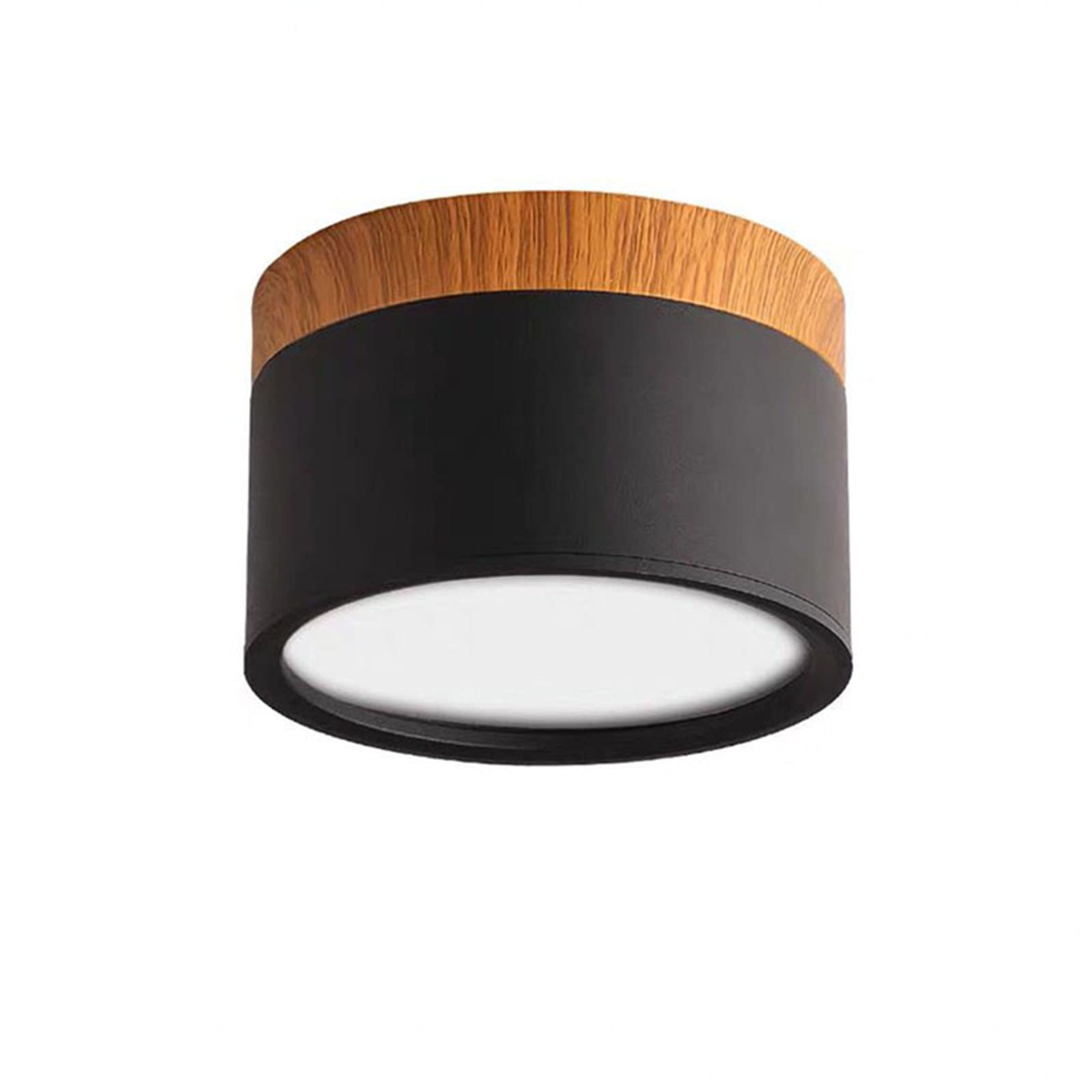 LAI HO LED Downlight, Nordic Wood Modern Led Surface Mounted Ceiling Light Fitting, Aluminum Cool White Spotlight for Dining Room Kitchen Hallway,Black,15W