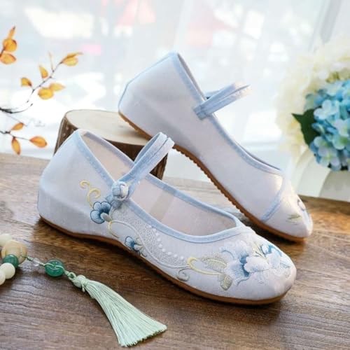Floral Embroidered Satin Women's Shoes Chinese Style Cheongsam Hanfu Flat Shoes Vintage Mary Jane Ankle Strap Shoes Elegant Comfort Work Walking Shoes2