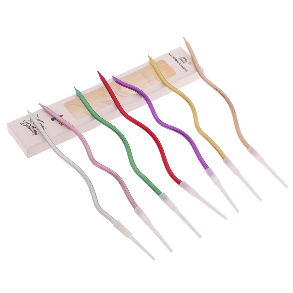 12 Stück Gebogene Geburtstagskerzen – Spiralkerzen In 6 Farben, 15,6 Cm, Für Kuchen & Party