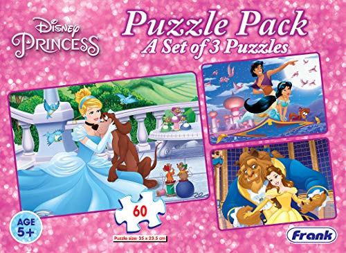 Image of Frank Disney Princess 3 in 1 Jigsaw Puzzle (60 Pieces) for Kids 5 Years & Above - Fun & Challenging Brain Booster Game for Enhanced Focus and Memory - 15002