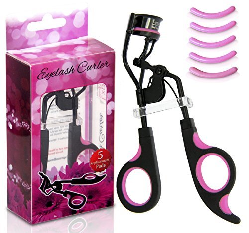Express Beauty Boutique Eyelash Curler Curling Set with Silicone Refill Replacement Pads Pink, 5pc