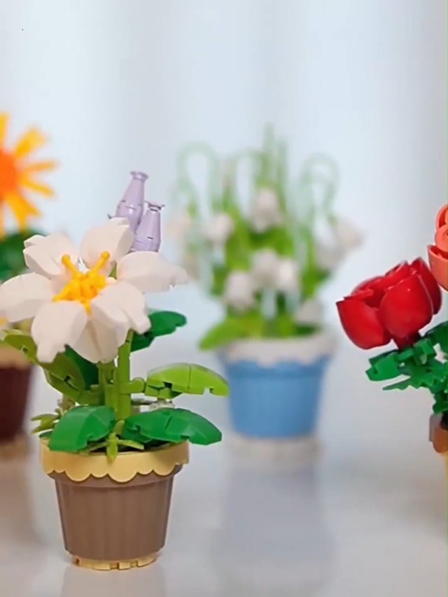 Amazon.co.jp: POSO ブロック フラワー 花 マイクロブロック ミニ 盆栽