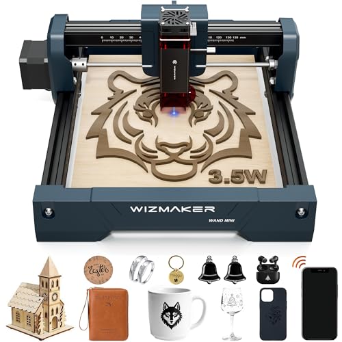 Wizmaker Entry-Level Laser Engraver, 3500mW Laser Engraver,0.04mm Spot Size,12000 Mm/Min Processing Speed, Supports Wi-Fi/Hotspot/USB Connections, Ideal for Home, Studio, Market, and Desktop