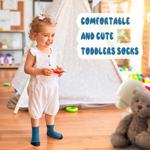 Tphon Toddler Baby Non Slip Socks Infant Anti Skid Socks with Grips 12 Pairs Crew Sock for 0-7 Years Kids Boys Girls3