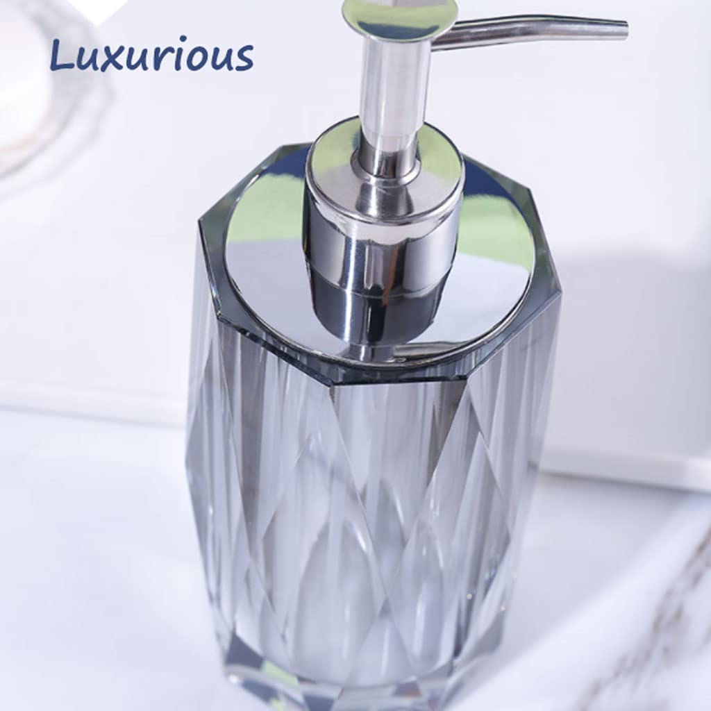 Nachfüllbarer Seifenspender mit Edelstahl-Pumpe, Seifenpumpe, Kristall-Lotion-Flasche, Flüssigkeitsspender, 200 ml, nachfüllbare Seifenflasche für Küche, Bad, A-1 Stück