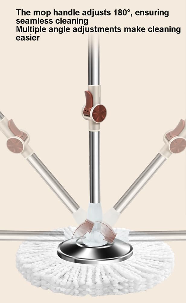 Juego de trapeador y Cubo con Ruedas, trapeador Giratorio y Cubo con escurridor, trapeador Giratorio de 360° con 4 Cabezales de trapeador de Microfibra para la Limpieza del hogar