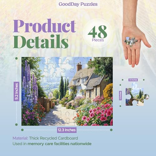 Puzzle de 48 Piezas para Adultos con Demencia - Puzzle de Rompecabezas para Seniors, GoodDay Puzzles Modelo cotswoldscottage48 miniatura 2