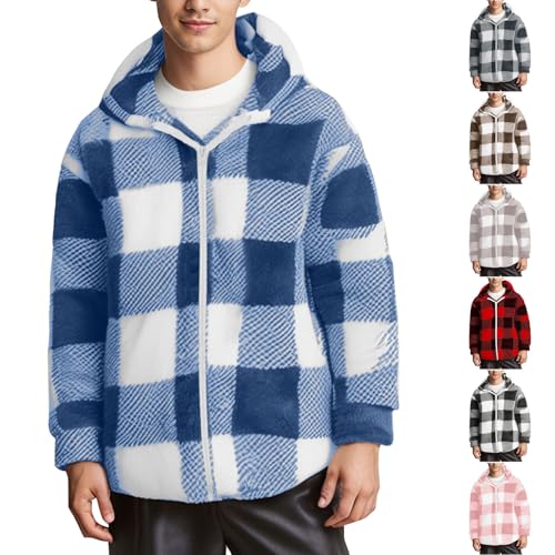 Muscularfit Flannel Shirt for Men Big and Tall Long Sleeve Full Zip Plaid Hooded Sweatshirts Causal Fall Winter Shacket Coats