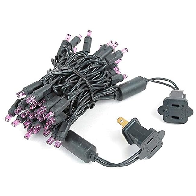 Novelty Lights 11 Feet Long, 50 LED Mini Black Wire Christmas Lights, Purple, End to End Connectable, UL Listed for Indoor/Outdoor Use