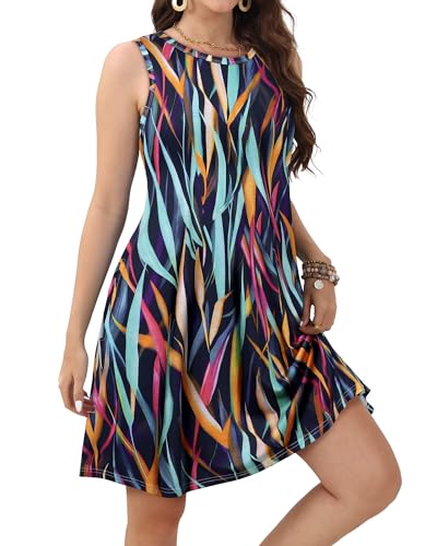 Image of JOLIGAL Womens Summer Dresses Casual Sleeveless Tshirt Sundress Beach Cover Up with Pockets Loose Tank Dress 2026