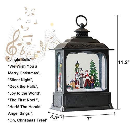 Image of Eldnacele Musical Snow Globe Lantern with Timer, Lighted USB /Battery Operated Swirling Singing Water Glittering Lantern, Snow Globes for Adults and Kids Christmas Decoration- Carolers