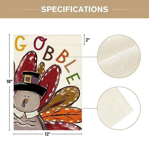 Avoin Colorlife GARDENFLAG-THANKSGIVING-3045-049 Thanksgiving Turkey Garden Flag 12X18 Inch Double Sided, Gobble Harvest Holiday Yard Outdoor Decorative Flag thumb #4