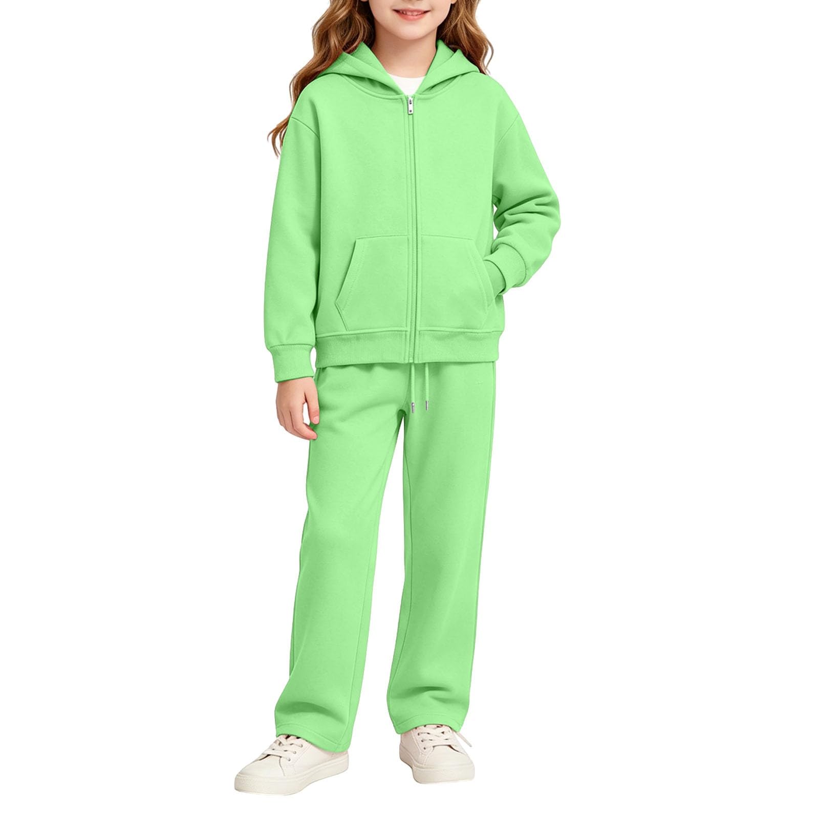 Conjunto de 2 piezas de chándal con cremallera y pierna ancha para