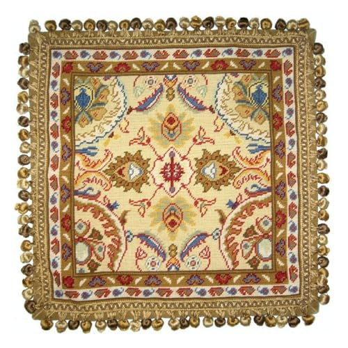 Veravellum Handmade Wool Needlepoint Throw Pillow Cover 20x20 - Vintage French Country Decorative Cushion Cover for Couch Bed and Spring Home Deco