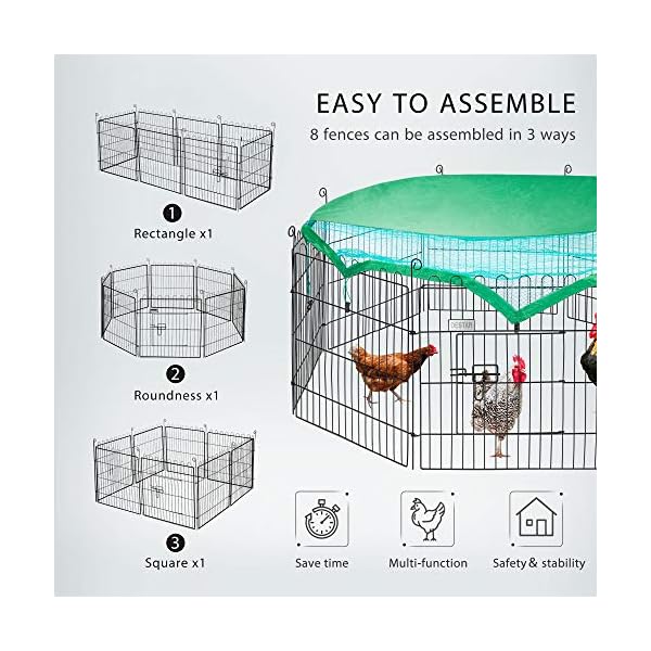 Destar 8 panel foldable outdoor backyard metal coop chicken cage enclosure duck rabbit cat crate playpen exercise pen with weather proof cover - image 7