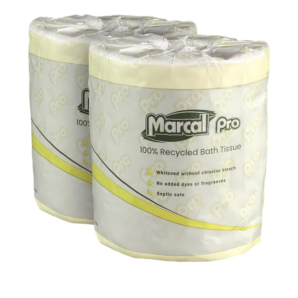 Marcal Carta igienica a 2 strati, morbida e assorbente, 96 rotoli, 300 fogli di carta da bagno, sicura per i setti, 100% riciclata, certificata Green Seal, senza sostanze chimiche, bianca (3302)