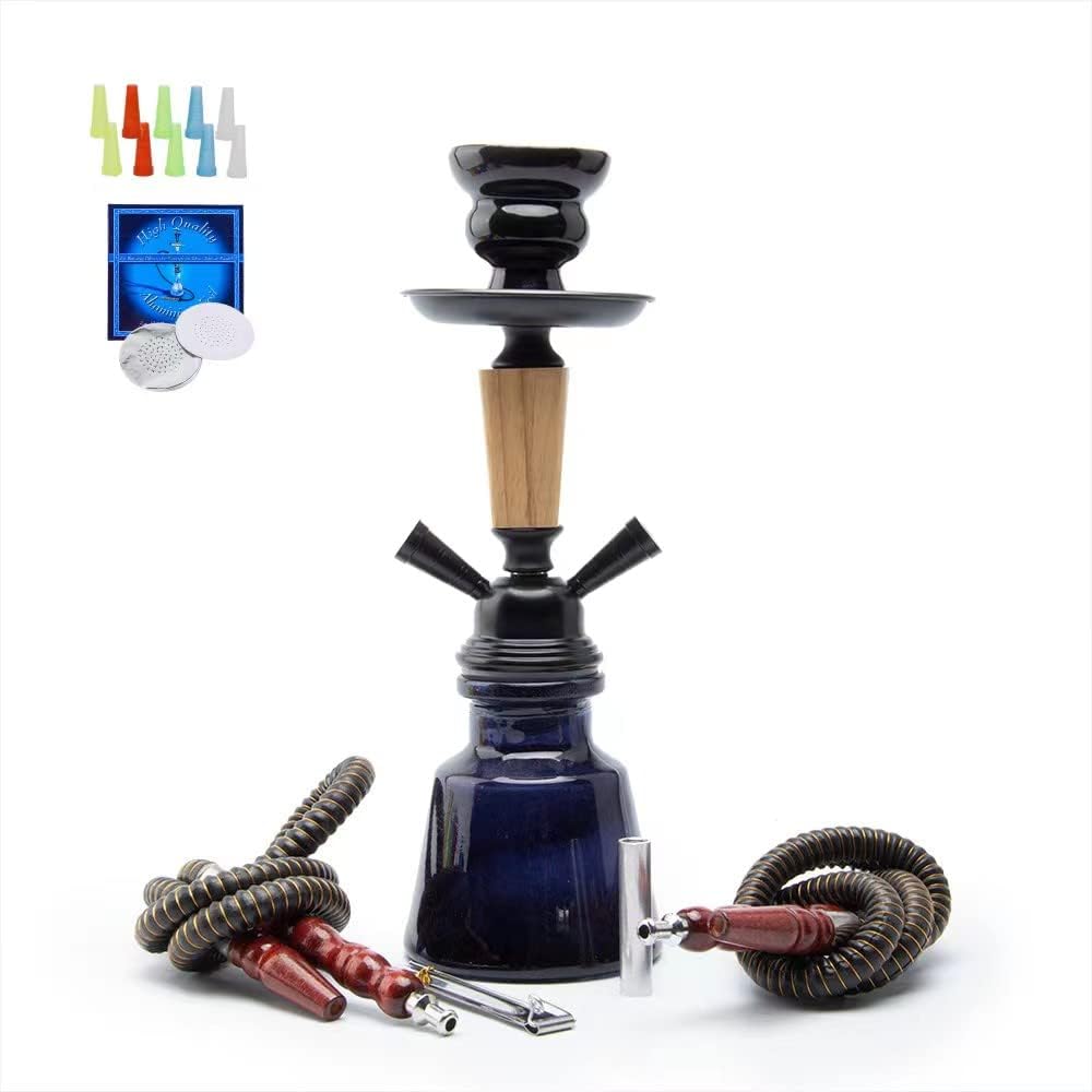 Hookah with 2 hookah hose, 12" portable hookah set with all