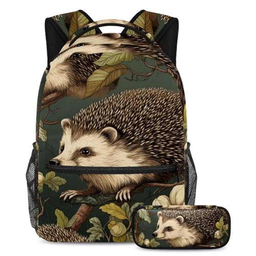 Sac à dos rigolo hérisson et trousse pour ranger toutes les fournitures