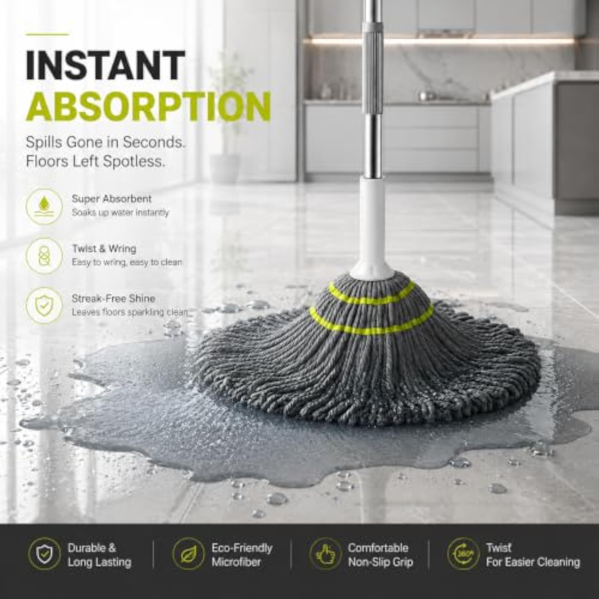 Microfiber Twist Mop with Long Handle