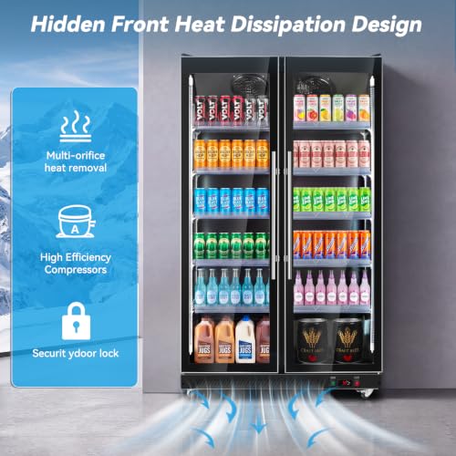 Image of Tylza 2 Glass Door Beverage Display Refrigerator 1300 Can Black