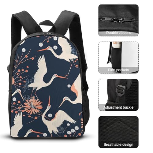 3 Piece Backpack for Women Men Lightweight Causal Daypack Shoulder Bag Set with Insulated Lunch Bag And Pencil Case Organizers Peach And White3