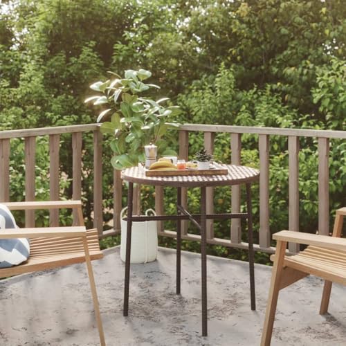 Woonisher Table à thé Marron 45 cm Résine tressée Table Jardin Exterieur Salon de Jardin Pas Cher
