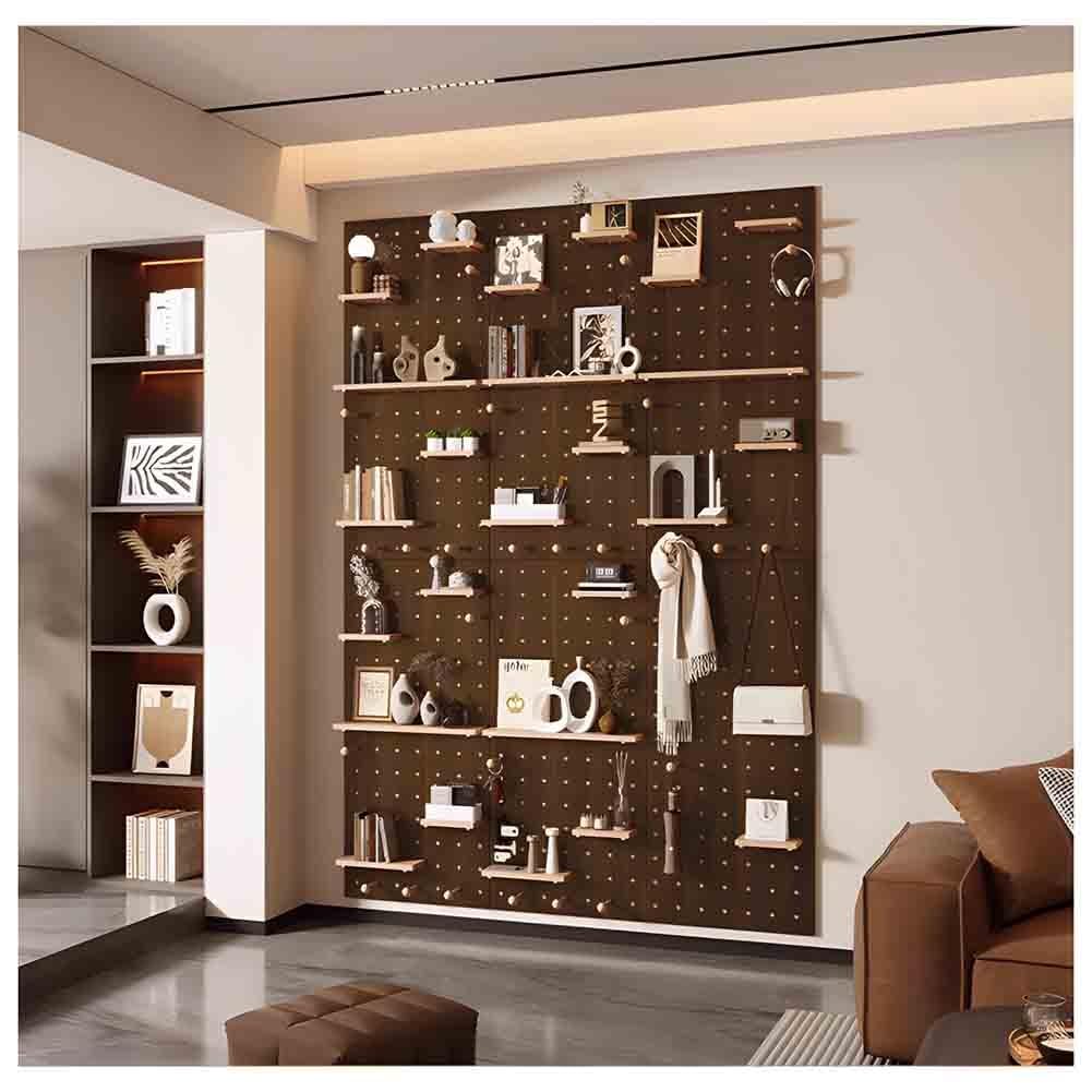 Organisateur mural en bois pour salon et bureau avec panneau perforé 60x80 cm modulable