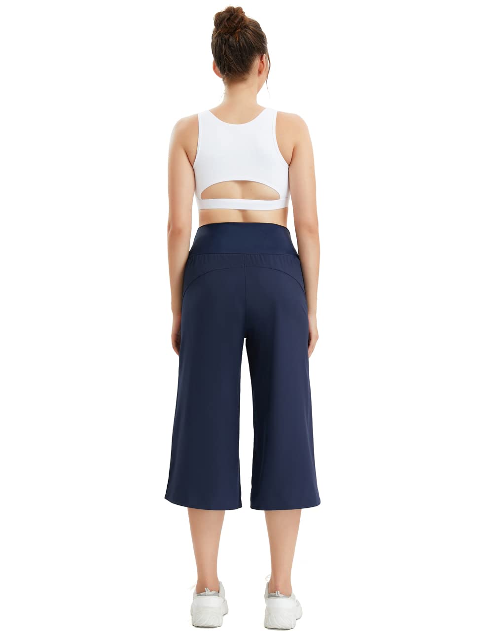 Cotton Stretchy Extra Long Active Pants Fold Over Waistband Flared Boot Leg Yoga Pants Running Pants, 2Pack, Black, Large