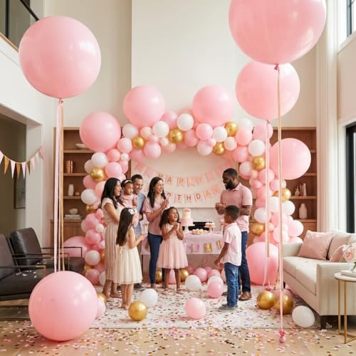 Image of KALOR Light Pink Giant 36 Inch 9pcs Large Latex Balloons