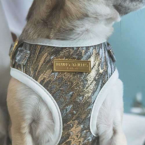 Fluffy Tailers Luxury Velvet Gold Occasion Dog Adjustable No Pull Harness with Breathable Chest Strap for Small & Medium Sized Dogs - Image 3