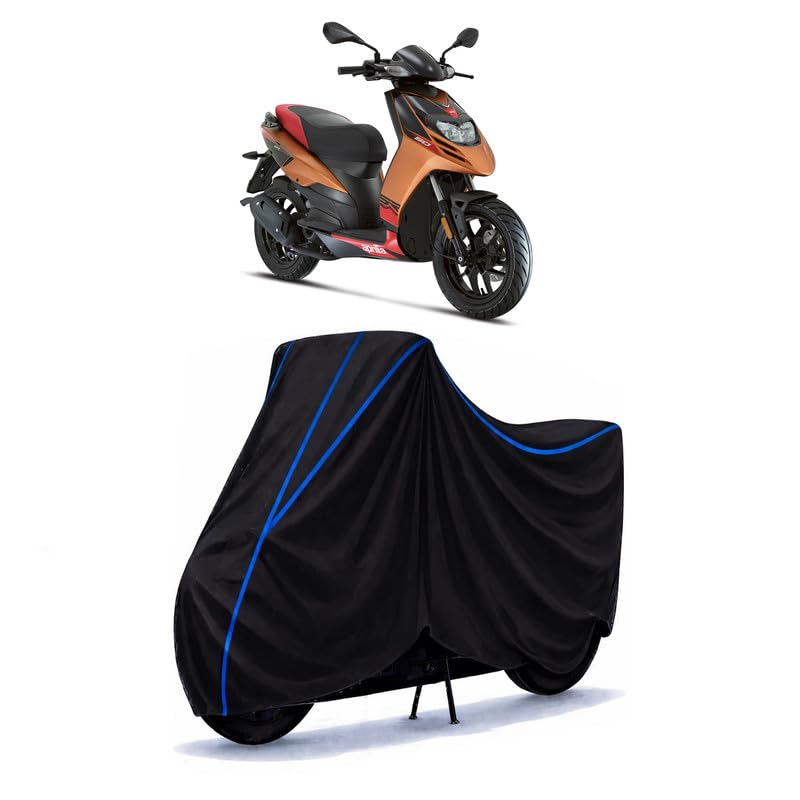 Image of Scooty Cover Water Resistant for SR Motard 50 | Universal Scooter & Bike Cover | Heavy Duty UV Dust, Rain & Scratch Protection | Elastic Fit All Weather Indoor Outdoor | Black with Blue Piping
